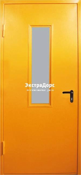 Противопожарная дверь желтая с остеклением более 25