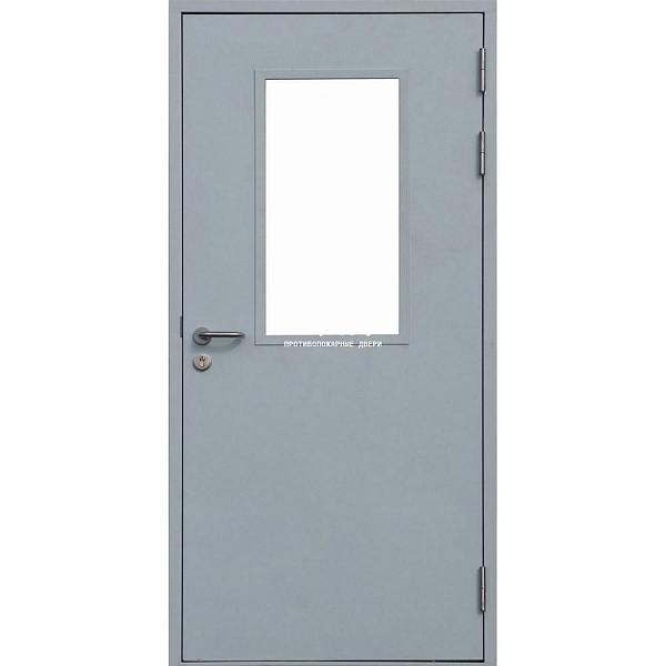 Противопожарная дверь ДМП-01-30 одностворчатая входная с остеклением