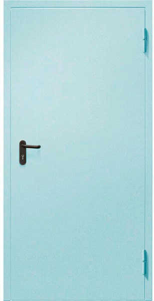 Дверь металлическая противопожарная внутренняя светло-голубая