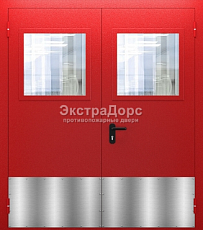 Двупольная огнестойкая дверь ДМП-01-60 двупольная металлическая темно-красная