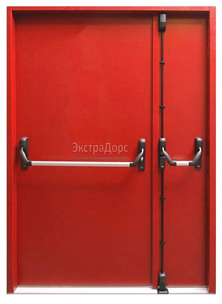Противопожарная дверь EI 60 дымогазонепроницаемая красная с антипаникой в Москве  купить