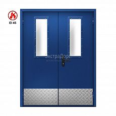 Двухстворчатая огнестойкая дверь EI 45 ДОП-02-EI45 ДП121 двупольная остекленная
