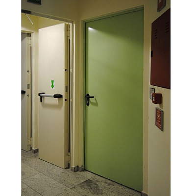 Огнезащитная дверь EI60 зеленая в бизнес-центр