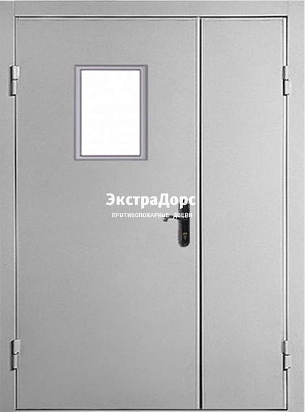 Противопожарная дверь EI 60 ДПМО-01-60 остекленная полуторная
