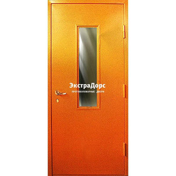 Противопожарная дверь анти-дым оранжевая со стеклом в Москве  купить