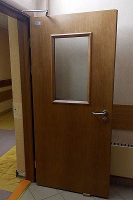 Огнестойкая дверь с отделкой МДФ в офисе
