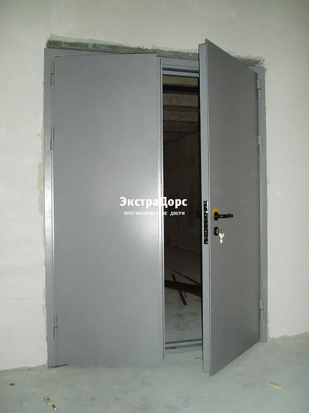 Дверь металлическая противопожарная EI 60 2 типа двупольная серая
