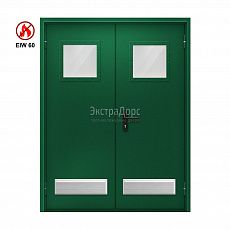 Двупольная противопожарная дверь EIW 60 ДПМ-02-EIW-60 ДП79 двупольная остекленная с решеткой