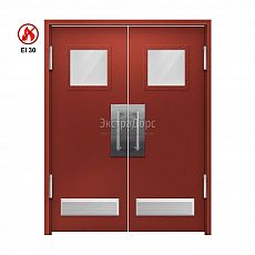 Маятниковая противопожарная дверь двупольная EI 30 ДО-02-EI30 с решеткой ДП38