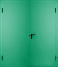 Противопожарная дверь с шумоизоляцией двупольная зеленого цвета