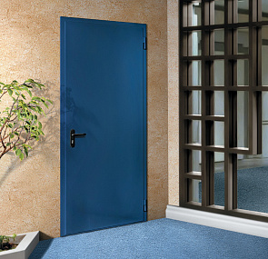 Огнезащитная дверь EI60 синяя в БЦ