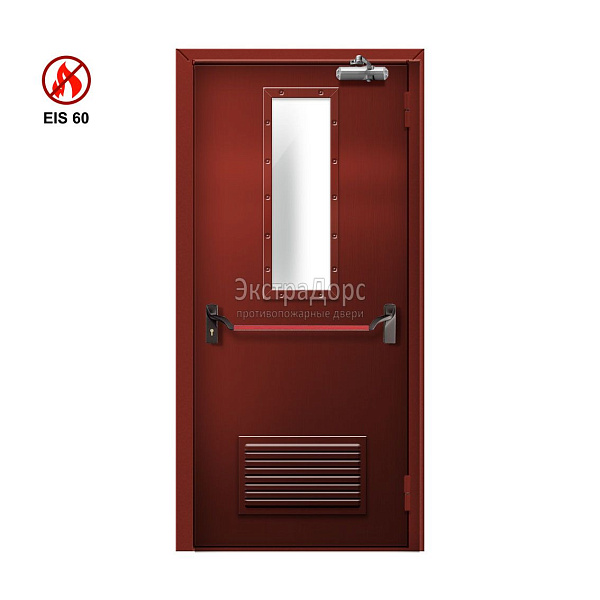 Дверь противопожарная дымогазонепроницаемая ei 60 однопольная ДОП-01-EI-60 ДП103 остекленная