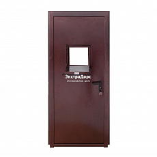 Противопожарная дверь беспороговая с люком коричневая