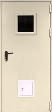 Противопожарная дверь со стыковочным узлом ДПМ EI-90 однопольная остекленная