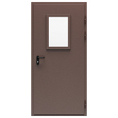 Герметичная дверь огнестойкая коричневая со стеклом