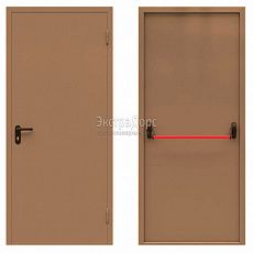 Противопожарная дверь EI 45 с антипаникой газодымонепроницаемая коричневая