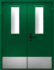 Герметичная огнестойкая дверь двупольная зеленого цвета