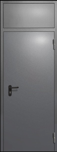 Дверь противопожарная с фрамугой серого цвета