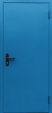Дверь огнестойкая с шумоизоляцией глухая голубого цвета