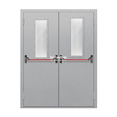Двупольная огнеупорная дверь с порошковым покрытием EI 60 двупольная остеклённая стальная