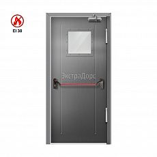 Маятниковая противопожарная дверь остекленная EI 30 ДОП-01-EI30 с антипаникой ДП26