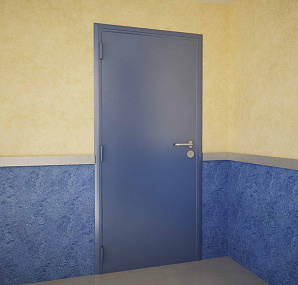 Огнеупорная дверь EI 60 синяя в офисе
