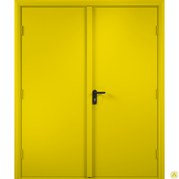 Внутренняя противопожарная глухая дверь люминесцентно-желтая