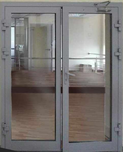 Противопожарная дверь EIS 15 двупольная алюминиевая в Москве  купить