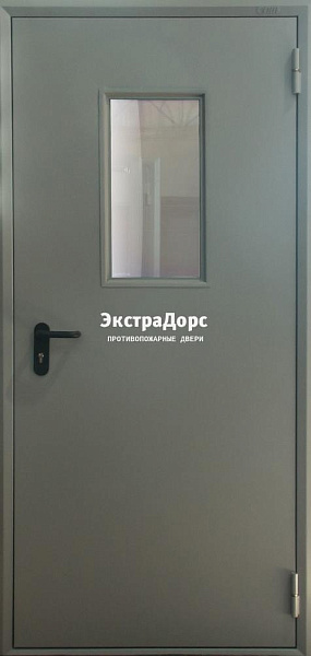 Противопожарная дверь ДМП-01-60 одностворчатая металлическая с остеклением