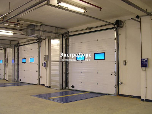 Подъемные автоматические противопожарные ворота с окнами в Москве  купить