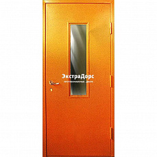 Противопожарная дверь анти-дым оранжевая со стеклом