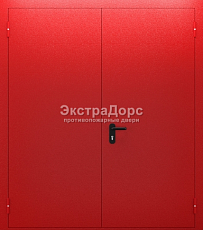 Двухстворчатая противопожарная дверь ДМП-01-60 двупольная металлическая входная красная с огнестойким полотном