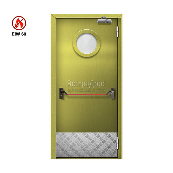 Противопожарная дверь EIW 60 ДОП-01-EIW-60 ДП54 однопольная остекленная стальная с антипаникой в Москве  купить