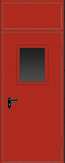 Дверь противопожарная металлическая с фрамугой красная